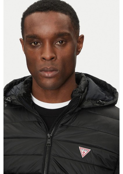 Erkek Gj Hooded Puffer Şişme Mont - Siyah fırsatları