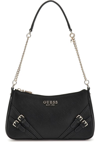 Kadın Bramina Top Fermuarlı Omuz Çantası - Siyah