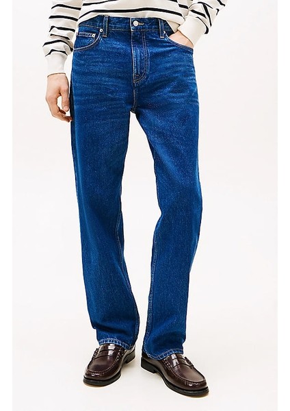 Erkek Th Denton Düz Paça Jeans Pantolon - Mavi