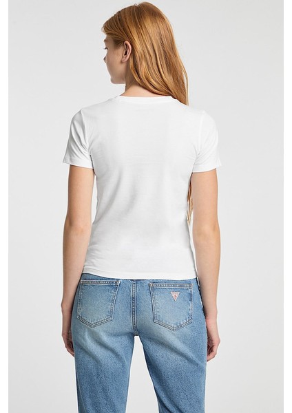 Kadın Gj Slim Fit Cepli T-Shirt - Beyaz fiyatları