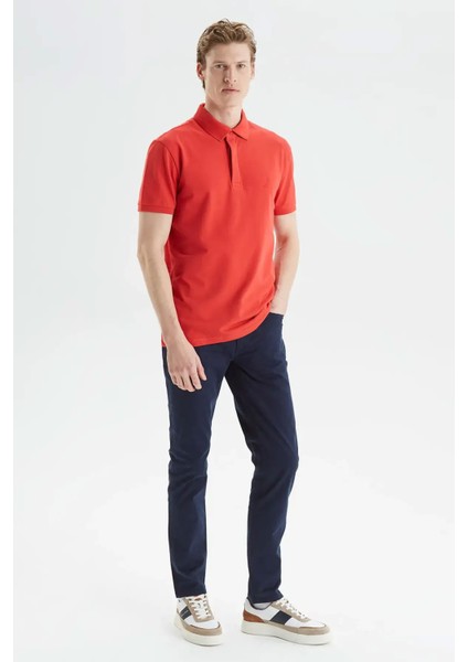 Erkek Slim Fit Kısa Kollu Polo - Kırmızı fırsatları