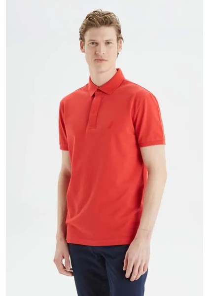 Erkek Slim Fit Kısa Kollu Polo - Kırmızı indirimleri