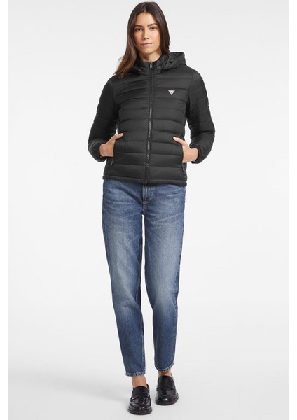Kadın Gj Hooded Puffer Şişme Mont - Siyah indirimleri