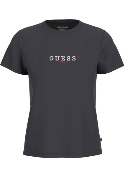 Kadın Guess Jeans Regular T-Shirt - Siyah