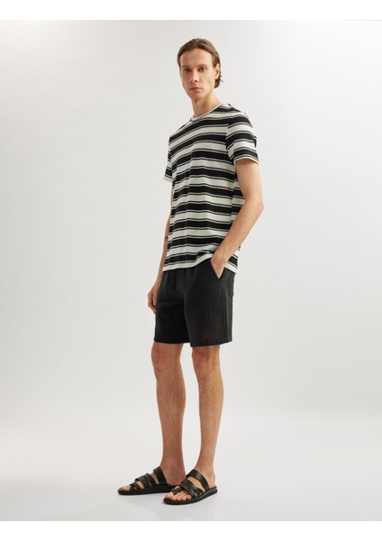 Müslin Pamuklu Cep Detaylı Beli Bağcıklı Chino Şort