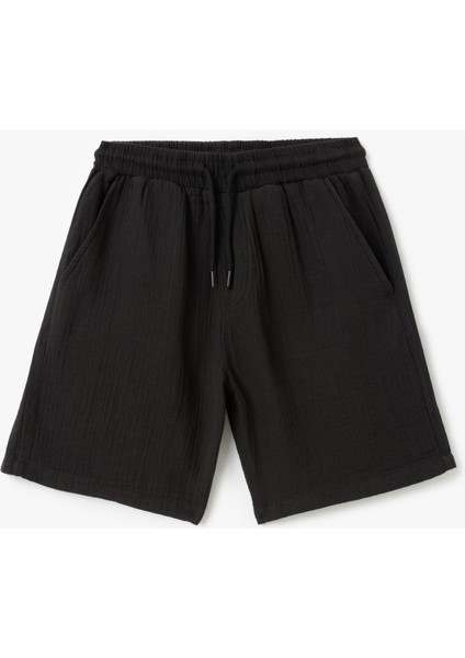 Müslin Pamuklu Cep Detaylı Beli Bağcıklı Chino Şort modelleri