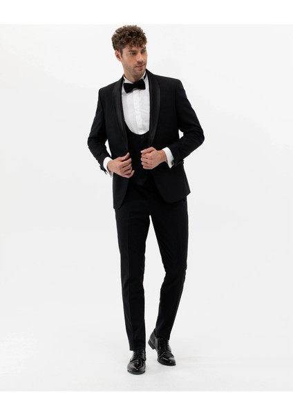 Erkek Yelekli Smokin-Lacivert