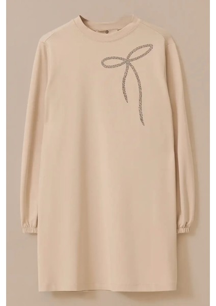Kadın Işleme Detaylı Uzun Kollu Sweatshirt - Bej