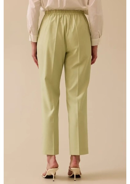Kadın Yüksek Bel Düğme Detaylı Cepli Pantolon - Yeşil fiyatları