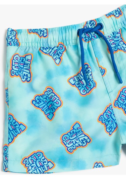 Beli Bağlamalı Baskılı Deniz Şortu modelleri