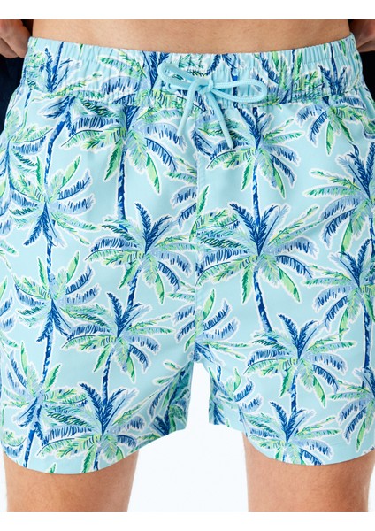 Palmiye Desenli Oversize Beli Bağcıklı Deniz Şortu indirimleri