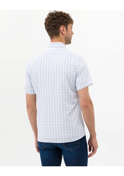 Erkek Regular Fit Kısa Kollu Gömlek-Mavi