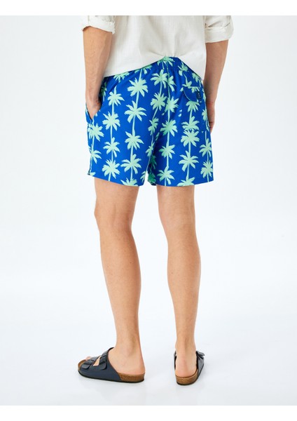 Palmiye Baskılı Oversize Beli Bağcıklı Deniz Şortu fırsatları