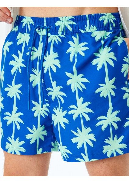 Palmiye Baskılı Oversize Beli Bağcıklı Deniz Şortu indirimleri