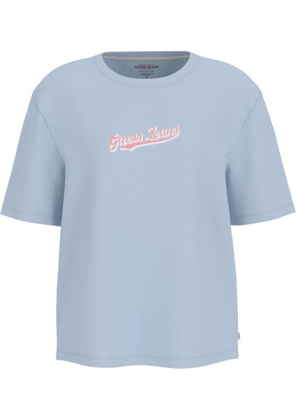 Kadın Gj Ss Cn Os Curved T-Shirt - Açık Mavi