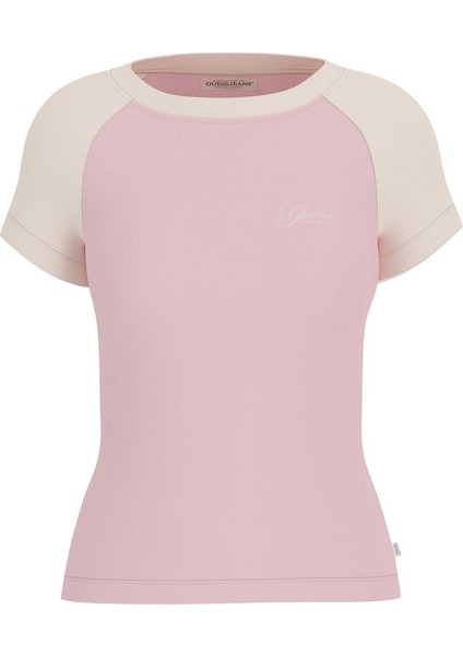 Kadın Gj Ss Raglan Cn Embr T-Shürt - Pembe
