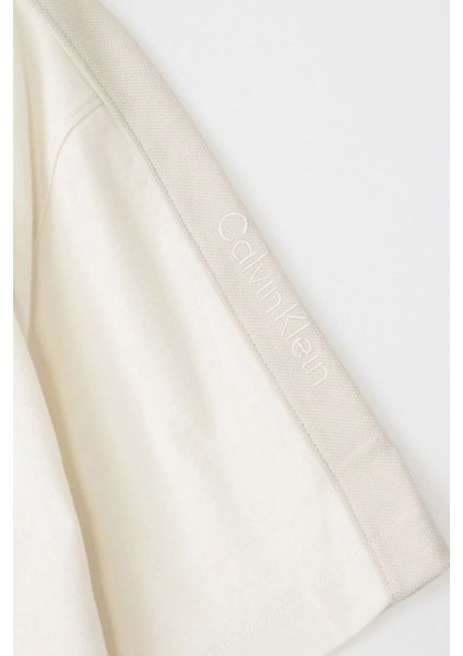 Erkek Ck Şerit Logo T-Shirt - Krem modelleri