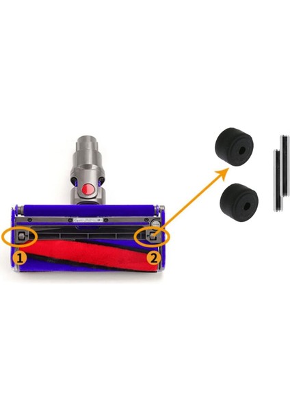 2 Adet Akslar ve Silindir Kafaları Küçük Mil Tekerlekleri Dyson V6 V7 V8 V10 V11 Elektrikli Süpürge Parçaları Için Yedek (Yurt Dışından)