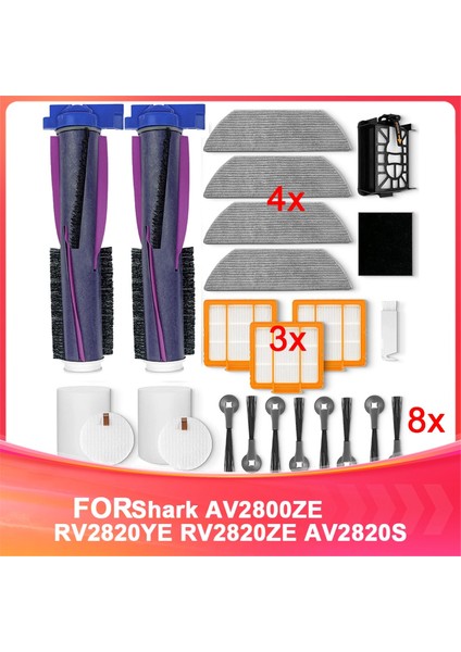 Shark AV2800ZE RV2820YE RV2820ZE AV2820S Aksesuar Seti Için Yedek Parçalar Ana Fırça, Paspaslar, Filtre, Yan Fırçalar (Yurt Dışından)