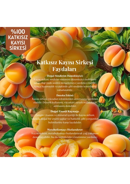 Doğal Fermantasyon Kayısı Sirkesi 250 ml