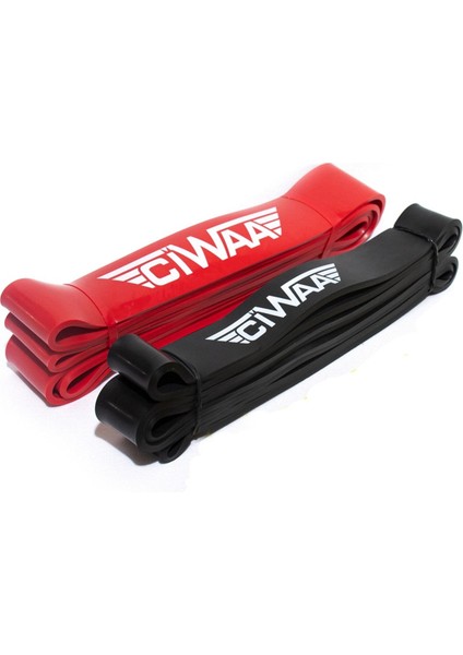 Latex Güç Bandı 2'li Set, Orta Sert, Kırmızı/Siyah, Direnç Lastiği