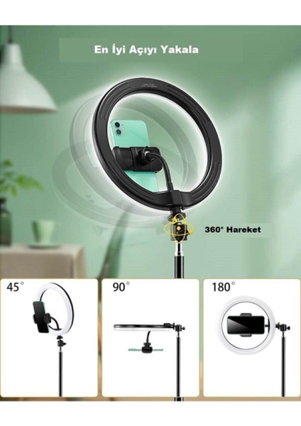 Ensiga Ring Light Youtuber Makyaj LED Kare Işık 8inç Kuaför, Makyaj 2,1Mt Tripod Ayak
