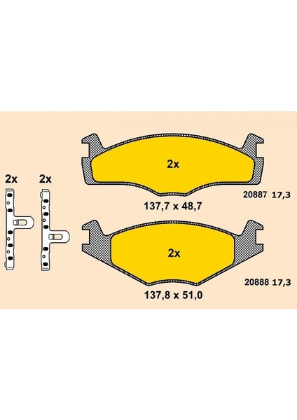 Ön Balata Fişsiz Volkswagen Passat-Golf I 80-88 (17,0 Mm)