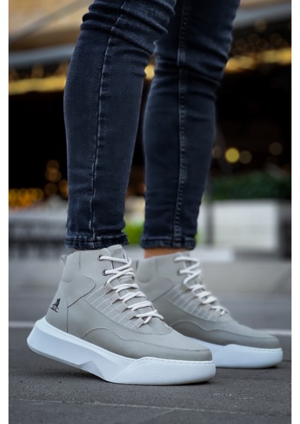 Bağcıklı Erkek Spor Bot Gri (Beyaz Taban)