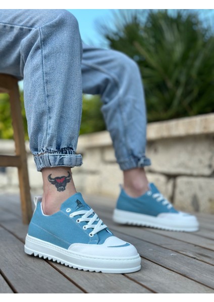 Bağcıklı Erkek Spor Ayakkabı Turkuaz Beyaz (Beyaz Taban) modelleri