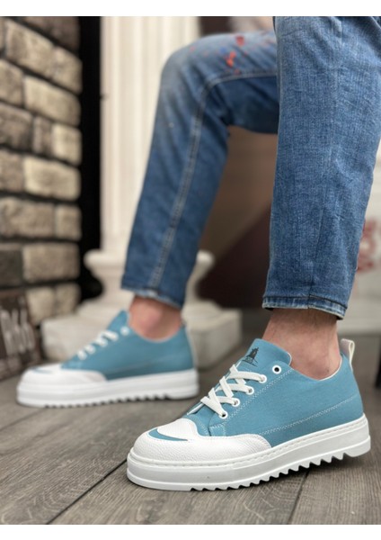 Bağcıklı Erkek Spor Ayakkabı Turkuaz Beyaz (Beyaz Taban) indirimleri