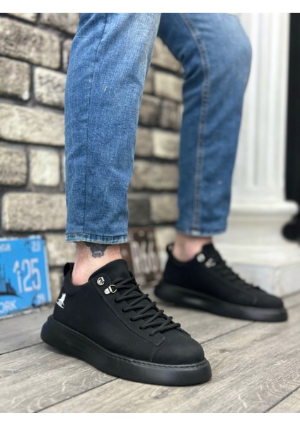 Bağcıklı Erkek Spor Ayakkabı Siyah (Siyah Taban)