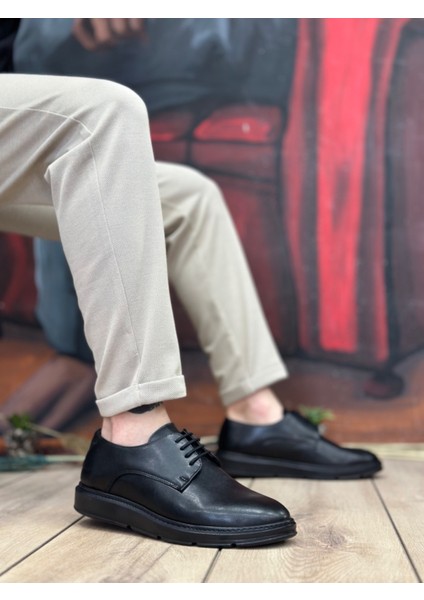 Bağcıklı Casual Erkek Ayakkabı Siyah (Siyah Taban)
