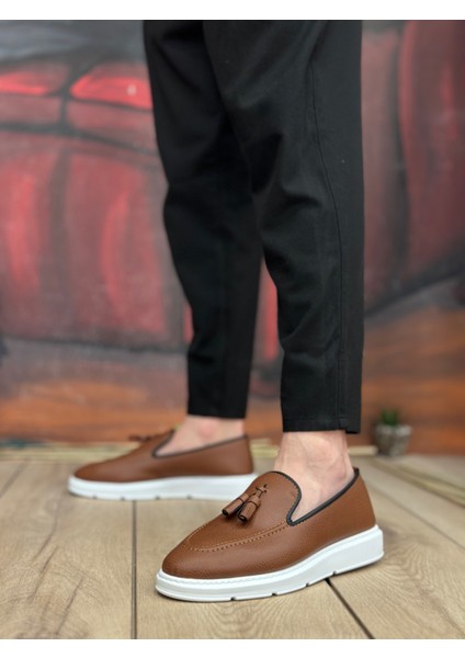 Bağcıksız Püsküllü Erkek Ayakkabı Taba (Beyaz Taban) fiyatları