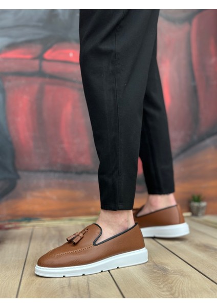 Bağcıksız Püsküllü Erkek Ayakkabı Taba (Beyaz Taban) modelleri