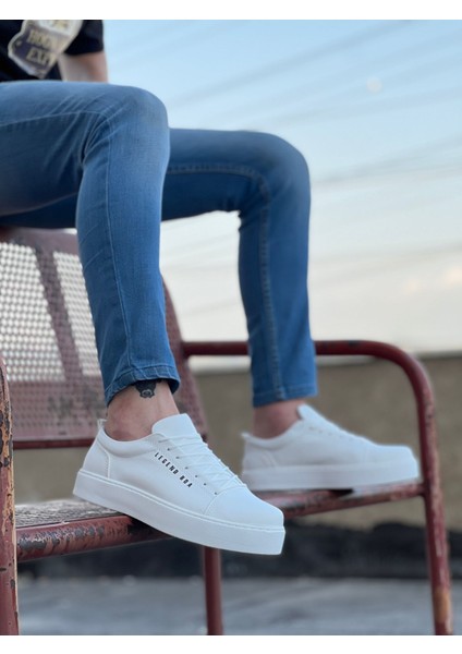 Bağcıklı Erkek Spor Ayakkabı Beyaz (Beyaz Taban)