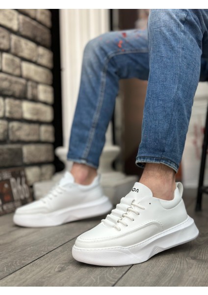 Bağcıklı Erkek Spor Ayakkabı Beyaz (Beyaz Taban) fiyatları