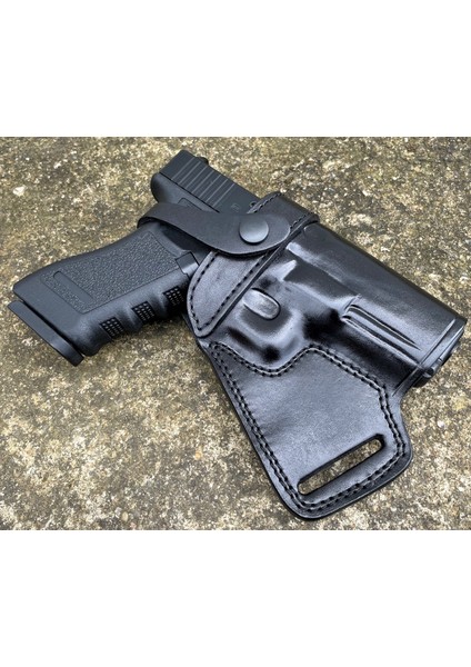 Deri Silah Kılıfı Glock 17-19-23 Için Bel Arkası Çekim - Sağ El - Vaketa Deri Özel El Yapımı indirimleri