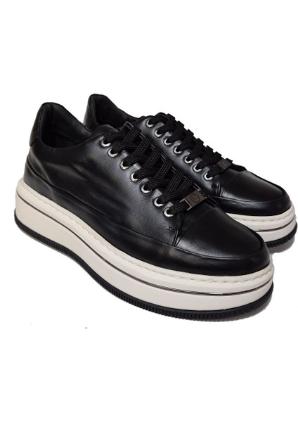 Bağcıklı Kalın Düz Taban Kat Deri Model Erkek Sneaker Ayakkabı 21102 modelleri