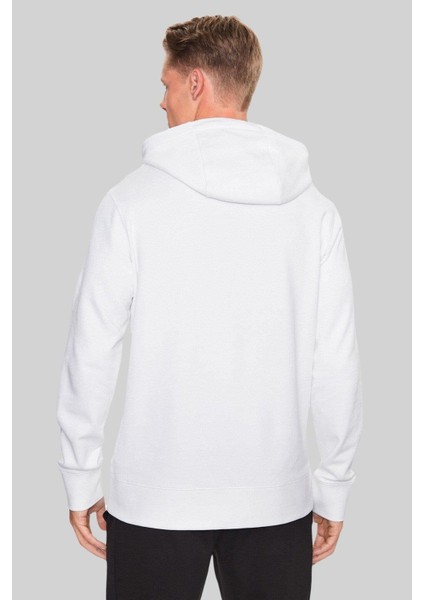 Regular Fit Kapşonlu Erkek Sweatshirt Beyaz