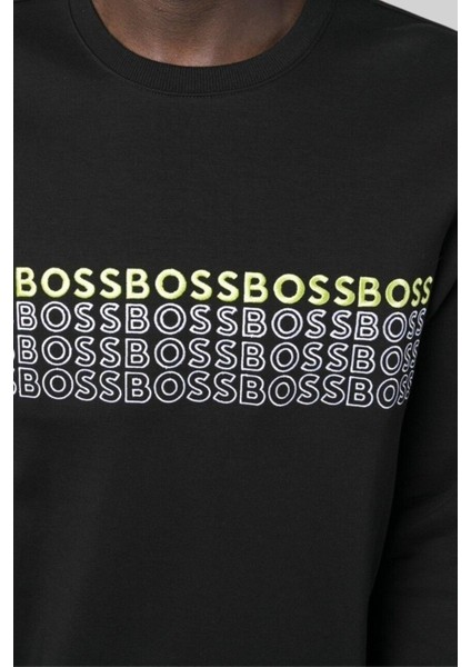 Erkek Bisiklet Yaka Sweatshirt Siyah