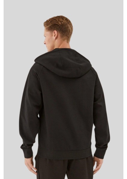 Regular Fit Kapüşonlu Tam Fermuarlı Erkek Sweatshirt Siyah