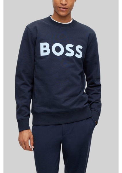 Erkek Bisiklet Yaka Sweatshirt Lacivert