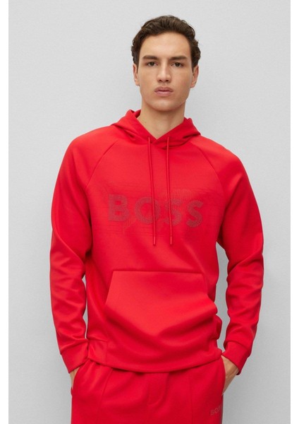 Erkek Regular Fit Kapşonlu Sweatshirt Kırmızı