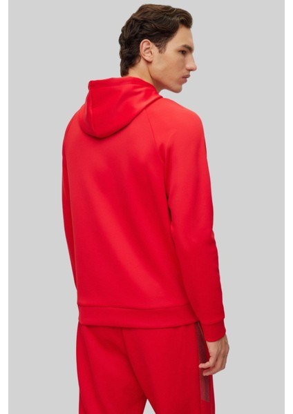Erkek Regular Fit Kapşonlu Sweatshirt Kırmızı