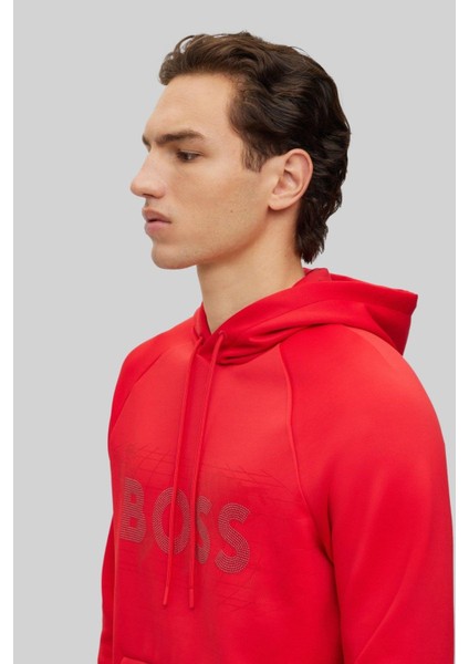 Erkek Regular Fit Kapşonlu Sweatshirt Kırmızı