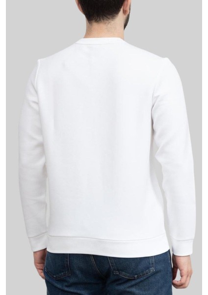 Erkek Bisiklet Yaka Sweatshirt Beyaz