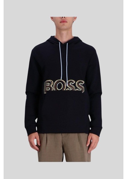 Regular Fit Kapüşonlu Erkek Sweatshirt Siyah