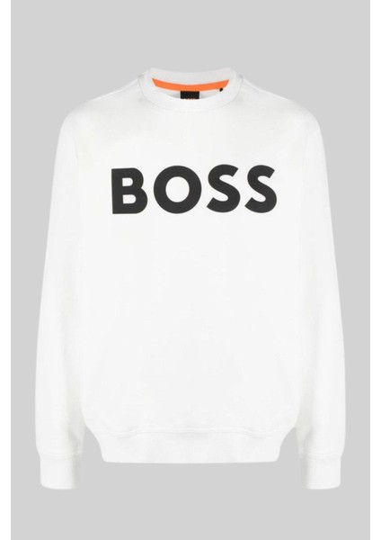 Regular Fit Pamuklu Erkek Sweatshirt Beyaz