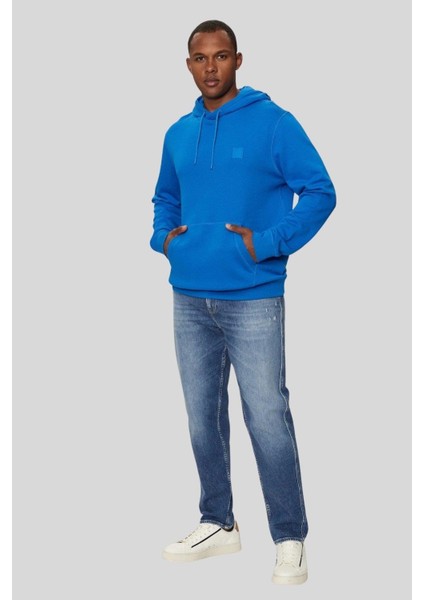 Regular Fit Kapüşonlu Erkek Sweatshirt Mavi
