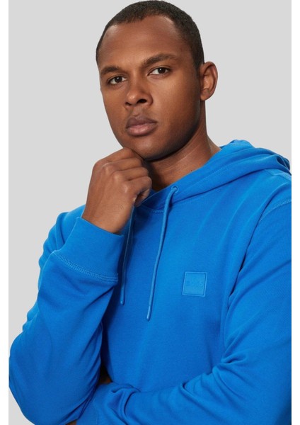 Regular Fit Kapüşonlu Erkek Sweatshirt Mavi